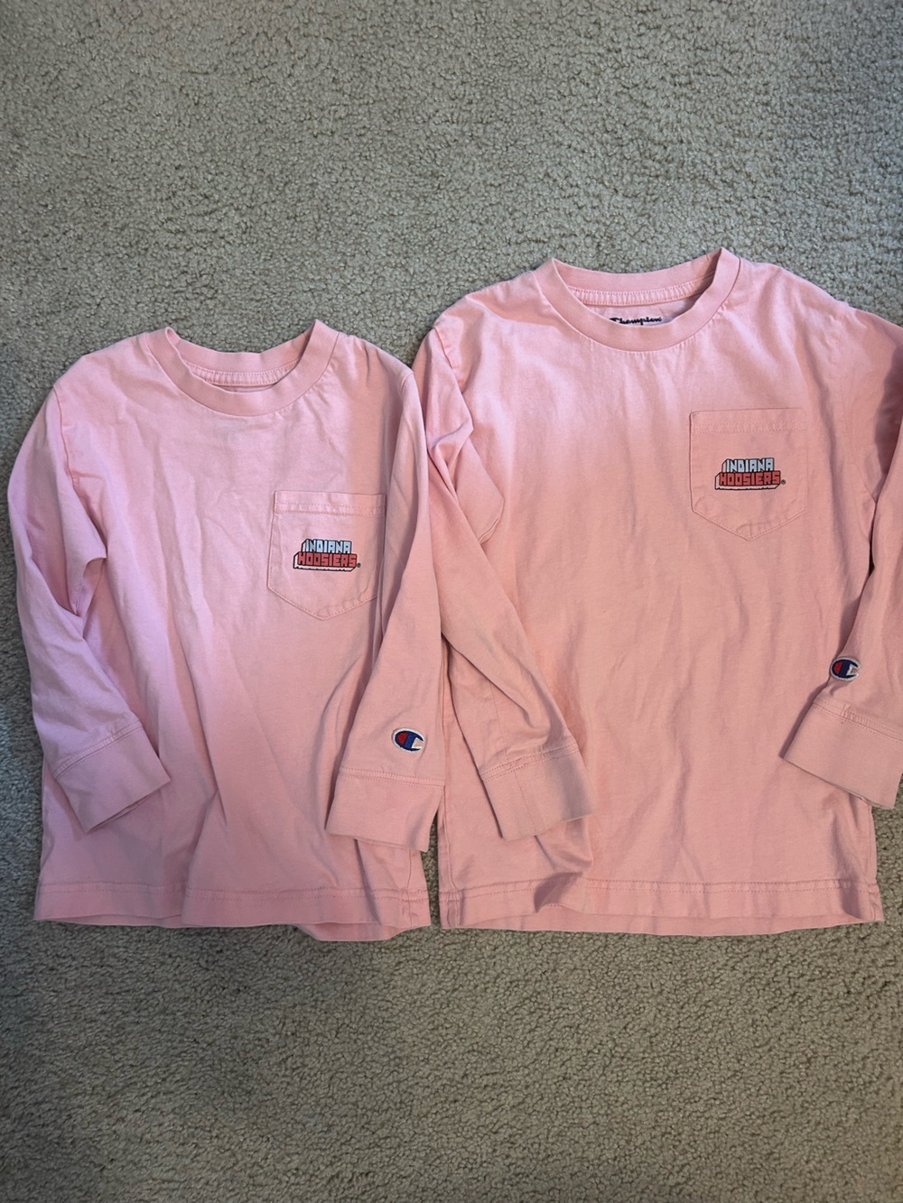Indiana Hoosiers Champion Pink Long-Sleeve Pocket Tee — Small Logo